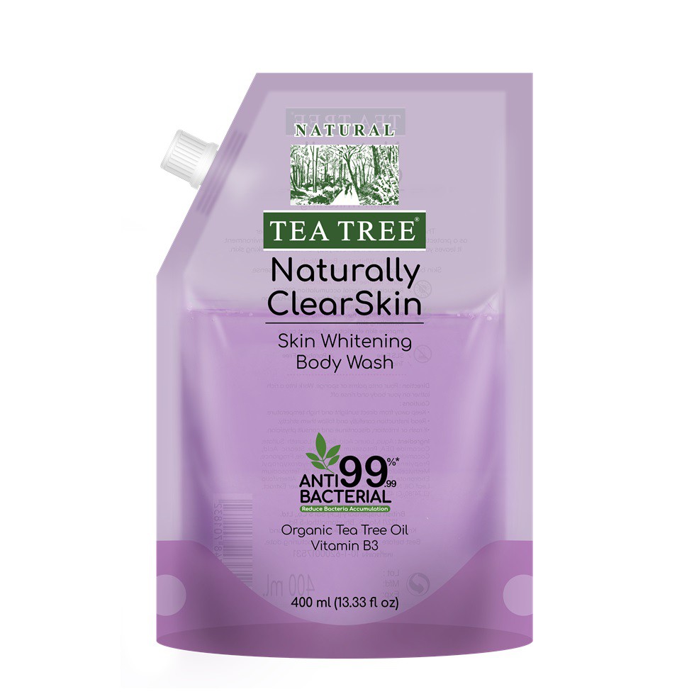 tea-tree-ที-ทรี-เจลอาบน้ำ-เนเชอรัลลี่-สกินไวท์เทนนิ่ง-500-มล-1-ขวด-ถุงเติม-400-มล-2-ถุง-ครีมอาบน้ำ-shower-gel