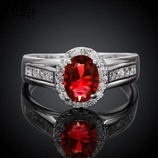 เครื่องประดับเงินรูปวงรีลูกบาศก์ Zirconia Silver Plated Ring