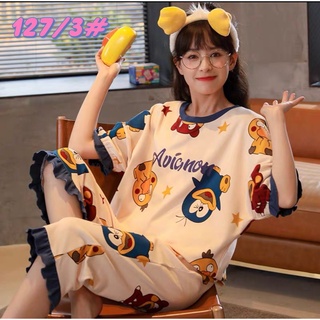 ภาพขนาดย่อของภาพหน้าปกสินค้า127-1ชุดนอนผู้หญิง เเบบใหม่เกาหลี เสื้อเเขนสั้น+ขาสั้น พิมลาย จากร้าน sunnyshop521 บน Shopee