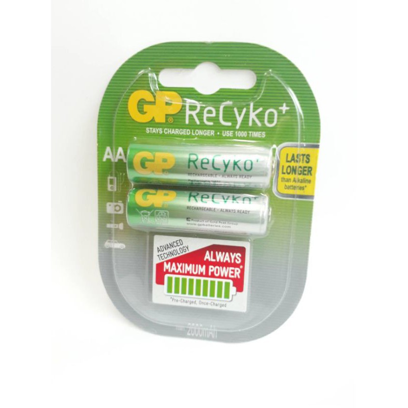 ภาพหน้าปกสินค้าGP Batteries ถ่านชาร์จ ReCyko+ AA 2000mAh x 2 - 210AAHCBAS-2UW2 จากร้าน mdshoppingonline บน Shopee