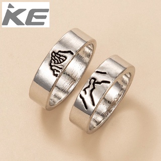 Jewelry Cartoon Love Couple Rings Geometric Letter Ring Set for girls for women low price