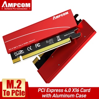 ภาพหน้าปกสินค้าAmpcom อะแดปเตอร์ M.2 PCIe Nvme 4.0, M.2 M Key Nvme SSD เป็น PCI-e, PCI Express X16 การ์ด พร้อมเคสอลูมิเนียม รองรับ Windows 7 8 10 ซึ่งคุณอาจชอบราคาและรีวิวของสินค้านี้