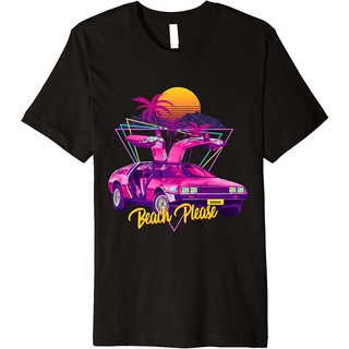 เสื้อยืดโอเวอร์ไซส์เสื้อยืด พิมพ์ลายรถยนต์ Synthwave พรีเมี่ยม สไตล์เรโทร สําหรับผู้ใหญ่S-3XL