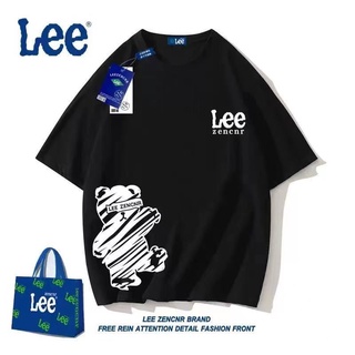 🎊 พร้อมส่ง 🎊  Lee เสื้อยืดคอกลมที่มีสไตล์, เสื้อยืดผ้าฝ้ายคุณภาพสูง