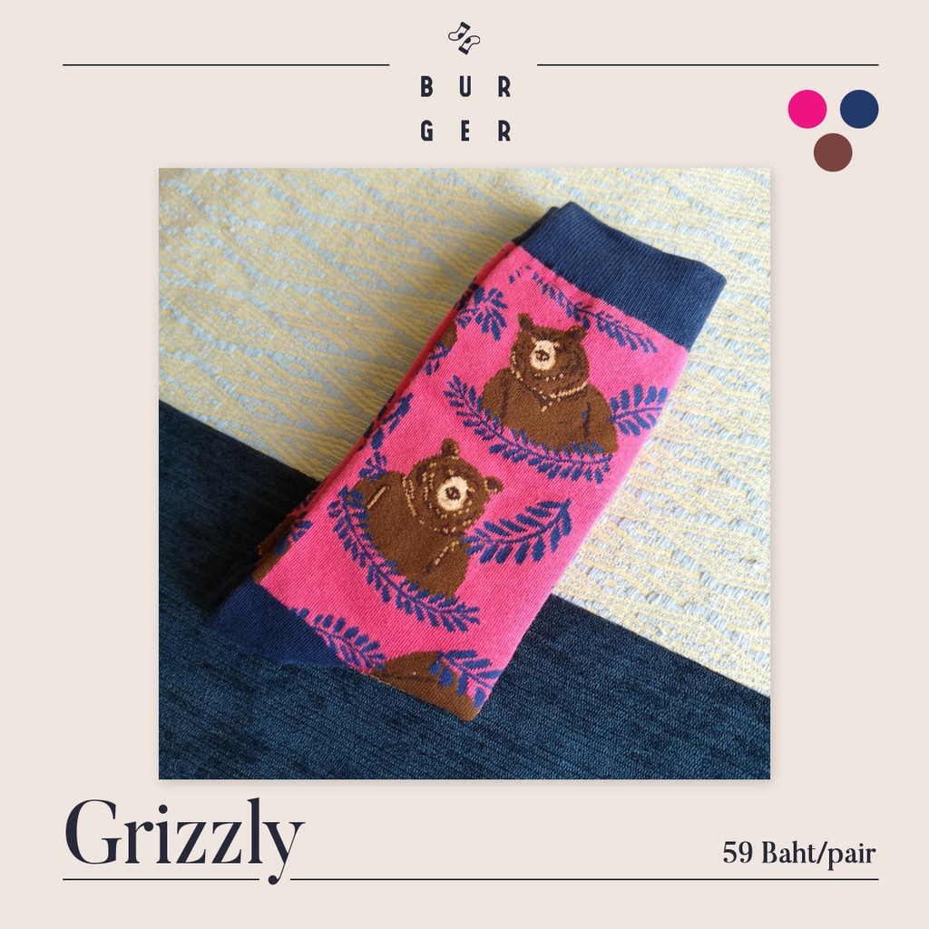 grizzly-ถุงเท้าแฟชั่น-ลายน้องหมีสุดน่ารัก-สายสตรีท-ถุงเท้าครึ่งแข้ง-ราคาถูก-คุณภาพดี