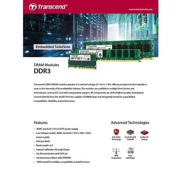 ภาพสินค้าTranscend Ram-Memory DDR3-1333 4GB : รับประกันตลอดอายุการใช้งาน-มีใบกำกับภาษี-TS512MSK64V3N จากร้าน transcend_thailand บน Shopee ภาพที่ 1