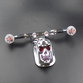 Motorcycle Chrome Skull Brake Tail Plate Rear Turn Signal Light For Harley Honda VT Shadow Yamaha Kawasaki Suzuki Softai