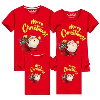 เสื้อยืด ผ้าฝ้าย พิมพ์ลาย Santas Merry Christmas 11 สี พลัสไซซ์ สําหรับครอบครัว พ่อแม่ และลูก