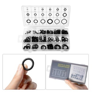 225pcs O-Ring Assortment Nitrile Rubber Washer Seals Kit 18 Sizes Black Re-Sealable Plastic Box