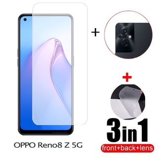 3-in-1 OPPO Reno8 Z 5G ฟิล์มกระจกนิรภัย HD ป้องกันหน้าจอ OPPO A96 A95 A92 A76 A57 A55 A16K A16 A77 5G 9H ฟิล์มป้องกัน
