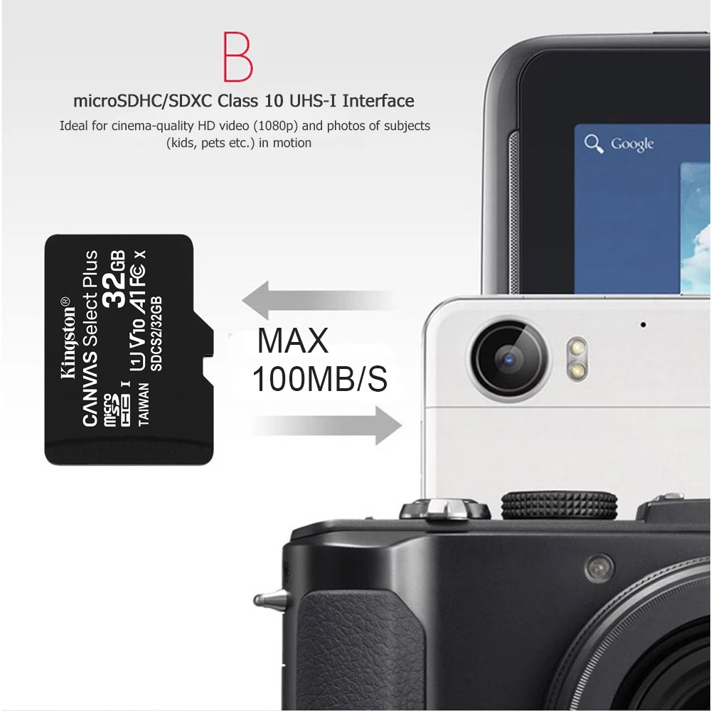 ภาพสินค้าKingston เมมโมรี่การ์ด Micro SDCard 16GB 32GB 64GB 128GB Class10 100mb/s รุ่น Canvas Select Plus Memory Card จากร้าน det888 บน Shopee ภาพที่ 1
