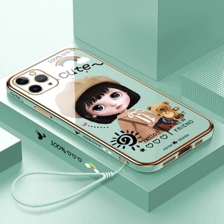 เคสโทรศัพท์มือถือ ซิลิโคน ชุบไฟฟ้า ขอบตรง ลายตัวอักษร Beret Girl สําหรับ iPhone 7plus 8plus X xs xr xs max