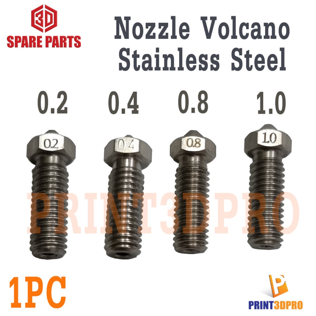 ภาพหน้าปกสินค้า3D Part Nozzle Volcano Stainless Steel 0.2 , 0.4 , 0.8 , 1.0 1ชิ้น For 3D Printer