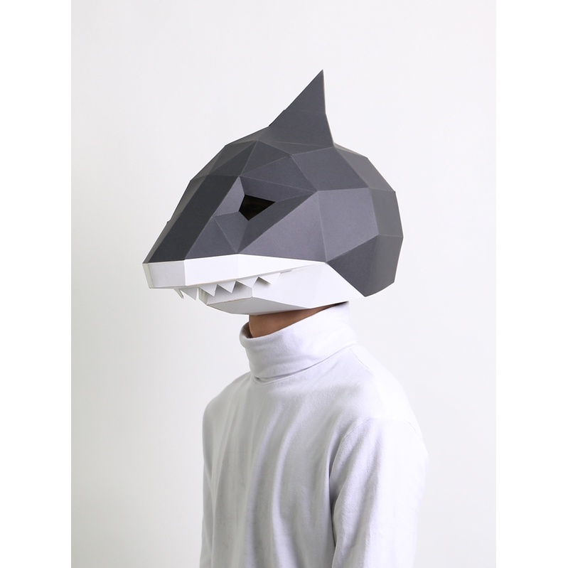 hot-sale-หน้ากาก-หน้ากากvr-party-supplies-masksสร้างสรรค์สยองขวัญฉลามหน้ากากเต็มหน้า3dหมวกสัตว์สามมิติแม่พิมพ์กระดาษทำ