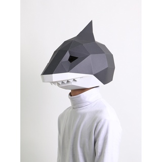 🔥🔥Hot Sale หน้ากาก หน้ากากvr Party Supplies Masksสร้างสรรค์สยองขวัญฉลามหน้ากากเต็มหน้า3Dหมวกสัตว์สามมิติแม่พิมพ์กระดาษทำ