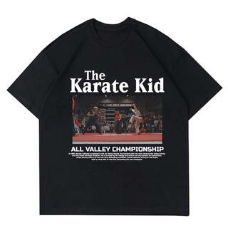 เสื้อยืดสีดำอินเทรนด์เสื้อยืด The KARATE KID - ALL VALLEY สําหรับเด็ก | เสื้อยืด พิมพ์ลายภาพยนตร์ VINTAGE 1984 สําหรับเด