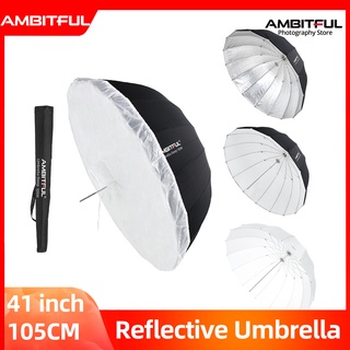 AMBITFUL ร่มสะท้อนแสง สีดํา สีเงิน สีขาว 41 นิ้ว 105 ซม.