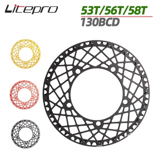 Litepro ใบจานหน้ารถจักรยาน น้ําหนักเบา สําหรับรถจักรยานเสือภูเขา Brompton 53 56 58T 130BCD CNC