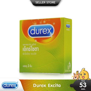 สินค้า Durex Excita ถุงยางอนามัย ผิวไม่เรียบ แบบขีดวงแหวน ขนาด 53 มม. บรรจุ 1 กล่อง (3 ชิ้น)