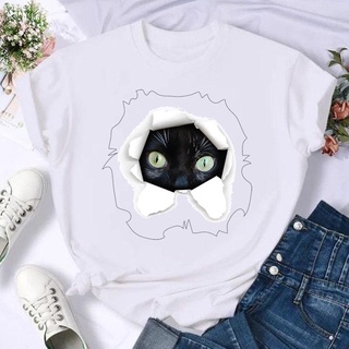 【🔥🔥】เสื้อยืด พิมพ์ลายกราฟฟิคการ์ตูนแมว สัตว์น่ารัก แบบทันสมัย