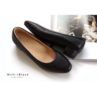 สินค้า EARL GREY รองเท้าหนังแกะแท้ หนังนิ่ม พื้นนุ่ม มีซัพพอร์ต รุ่น Milli series in Black