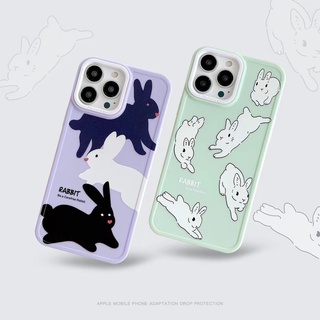 ✨ส่งเชือกเส้นเล็ก✨เคสไอโฟน14 Pro Max 13 12 11 เคส for iPhone 14พลัส กระต่ายหลายตัว น่ารัก พกง่ายๆ การป้องกันการตก Case