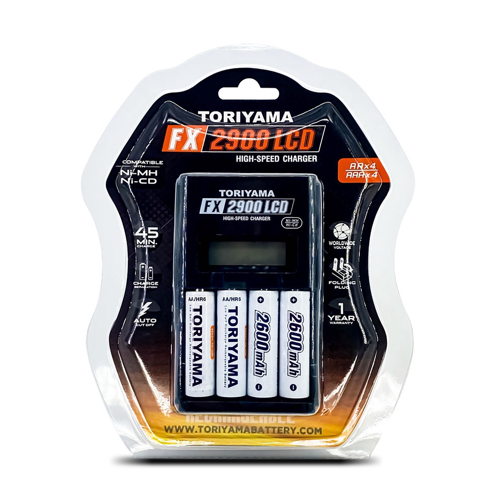 toriyama-charger-fx2900-แท่นชาร์จ-ถ่านชาร์จ-4ก้อน