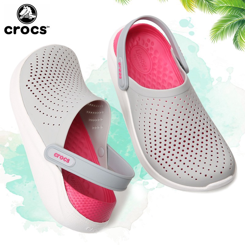 Grey and pink crocs hotsell