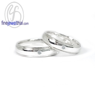 Finejewelthai-แหวนคู่-แหวนเพชร-เพชรสังเคราะห์-แหวนเงินแท้-Couple-Diamond-CZ-Silver-Ring - RC3014cz_2