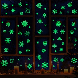 【Zooyoo】สติกเกอร์เรืองแสง ลายเกล็ดหิมะ คริสต์มาส สําหรับตกแต่งผนัง กระจก หน้าต่าง ประตู ตู้