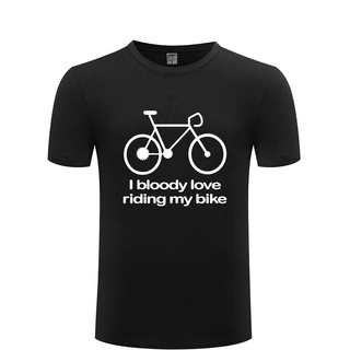 [S-5XL] เสื้อยืดลําลอง ผ้าฝ้าย แขนสั้น คอกลม พิมพ์ลาย I Bloody Love Riding My Bike สําหรับผู้ชาย