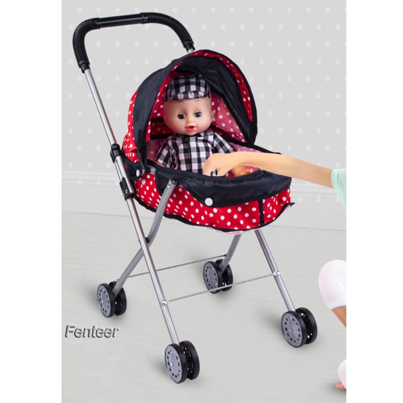 fenteer-mini-plastic-dotted-baby-doll-stroller-trolley-kids-pretend-play-toys