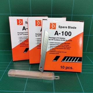 ใบมีดคัตเตอร์ ใบโพธิ์ Baipo Cutter A-100 (1ชุด/3กล่อง = 180 ใบ) ใบมีดขนาด:9 มม ทำมุมเฉียง:45 องศา หักใบมีดได้:7 ครั้ง