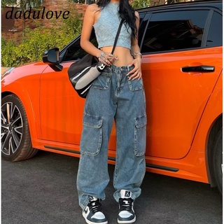 DaDulove💕 New American Ins Multi-pocket Tooling Jeans Niche Loose Wide-leg Pants Fashion Womens Clothing
