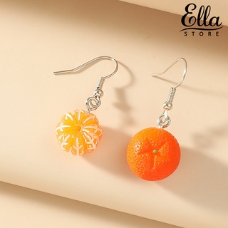 Ellastore123 ต่างหูตะขอห้อย จี้รูปผลไม้น่ารัก สีส้ม 1 คู่