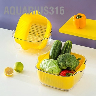Aquarius316 ตะกร้าระบายน้ํา สองชั้น ลายเป็ดน้อยน่ารัก สีเหลือง หนา ปลอดภัย ถอดออกได้ สําหรับบ้าน ห้องครัว