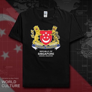 เสื้อยืดลําลอง ผ้าฝ้าย 100% แขนสั้น พิมพ์ลายทีมชาติฟุตบอล Singapore lelaki ขนาดใหญ่ สีดํา พลัสไซซ์ XS-XXXL ของขวัญวันเกิ