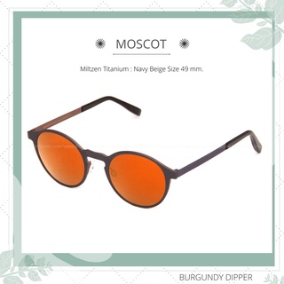 แว่นกันแดด Moscot : รุ่น Miltzen Titanium : Navy Beige Size 49 mm.