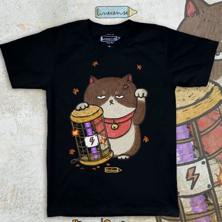 [S-5XL]Annoyed Cat แมวจอมรำคาญ ~ เสื้อยืด คุณภาพ สีดำ Black Premium Cotton 100 T-shirt