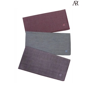 ANGELINO RUFOLO Handkerchief (ผ้าเช็ดหน้า) ผ้า 100% COTTON คุณภาพเยี่ยม ดีไซน์ Dark Shade สีม่วงมังคุด/ฟ้ายีนส์/ม่วงเข้ม