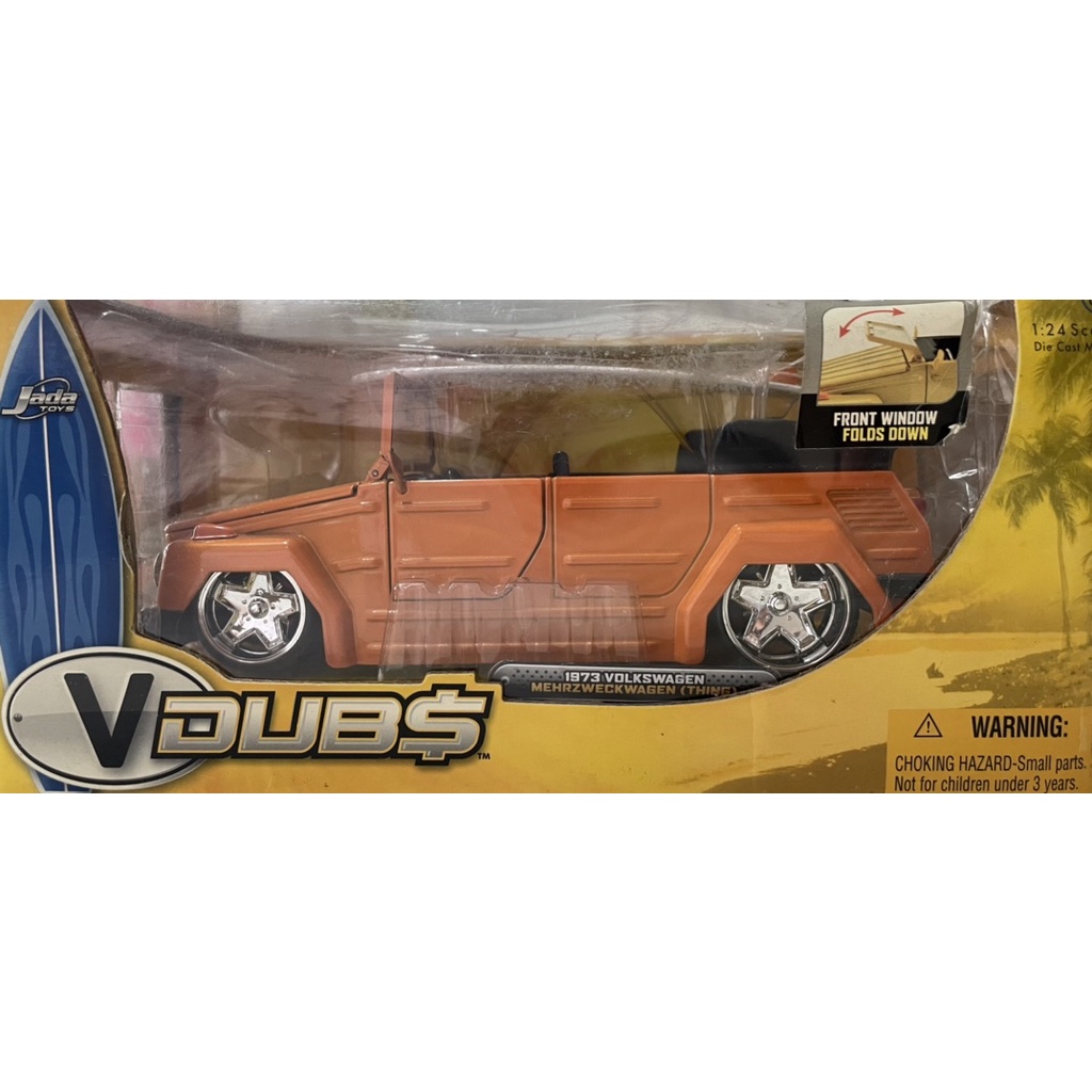 Jada Toys VDUBS Volkswagen (Thing) Convertible w/ Surfboard (1973, 1