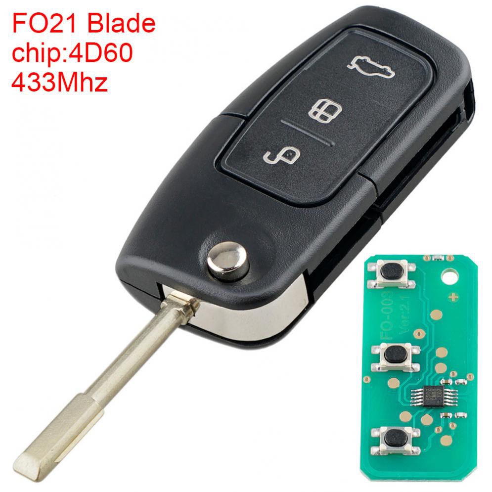 เคสรีโมทกุญแจรถยนต์-433-mhz-3-ปุ่ม-fob-4d60-chip-fo21-blade-สําหรับ-ford