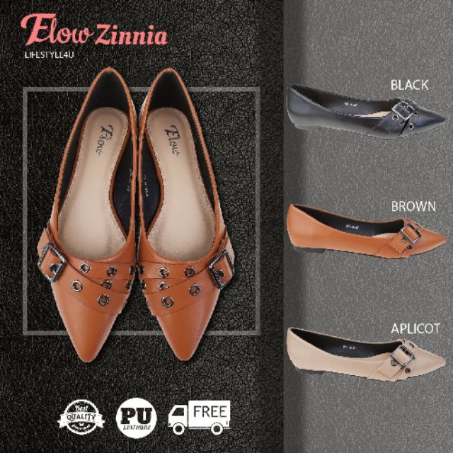 ภาพหน้าปกสินค้ายี่ห้อ​ Flow​ รุ่น​ Zinnia ร้องเท้าคัท​ชู​ ทรงหัวแหลม​ ส้นเตี้ย​ หนังpu​ รองเท้า​ แฟชั่นผู้หญิงเท่ๆ​