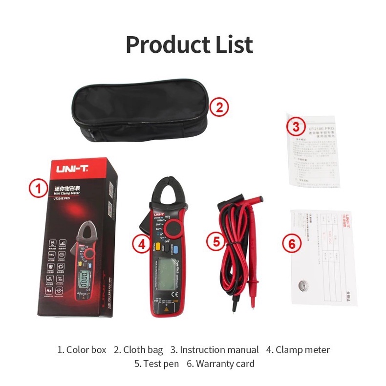 UNI-T UNI T UT210E Pro Digital AC DC True RMS คีมแอมป์มิเตอร์มัลติ ...