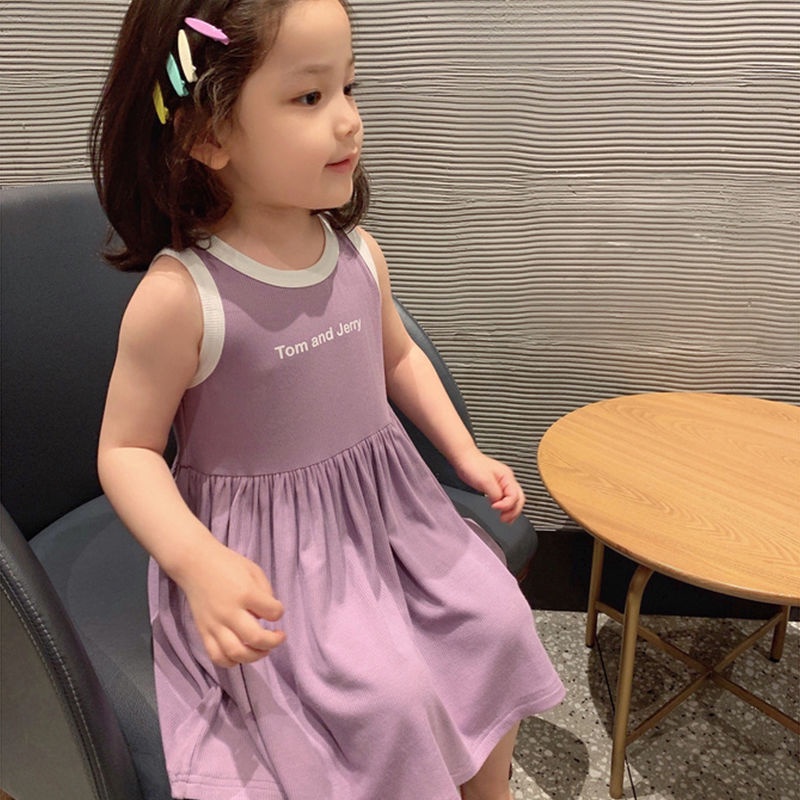 เดรสเด็กผู้หญิงฤดูร้อนเสื้อผ้าเด็ก-2022-ชุดฤดูร้อนใหม่เวอร์ชั่นเกาหลีของสุทธิสีแดงเสื้อกล้ามเด็กกระโปรงกระโปรงเด็กต่า