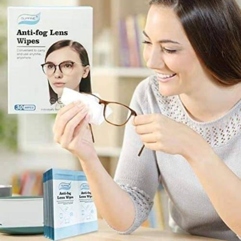 ภาพหน้าปกสินค้าSupfine Anti fog lens Wipes ทิชชู่เช็ดแว่นกันละอองฝ้าที่เลนส์ แถม 1 แผ่นต่อกล่อง