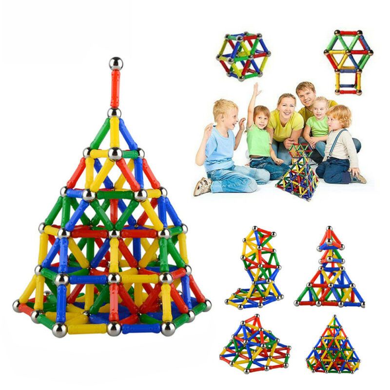 Magnetic Building Blocks Sticks Construction Kids Educational Gift Toy ...