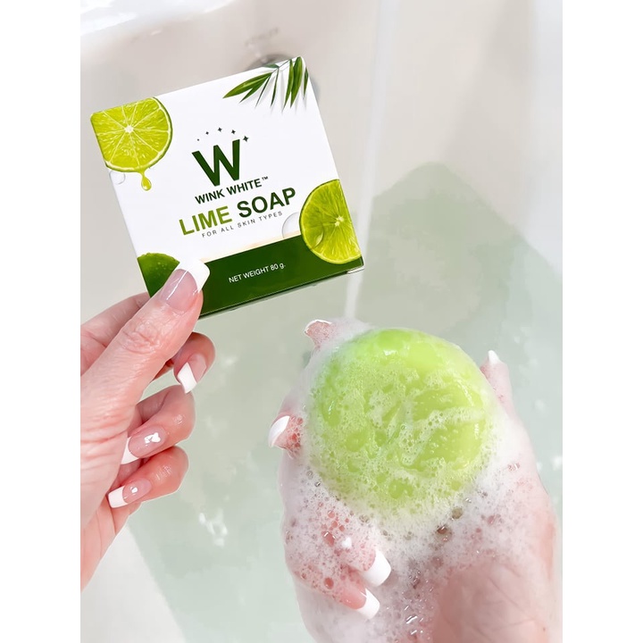 ภาพสินค้าสบู่ W LIME SOAP สูตรใหม่ พร้อมส่ง WINKWHITE W LIME SOAP สบู่มะนาว จากร้าน queenlovehealthy บน Shopee ภาพที่ 1