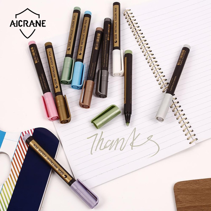 aicrane-ปากกามาร์กเกอร์-สีเมทัลลิก-กันน้ำ-10-ชิ้น-สำหรับงาน-diy