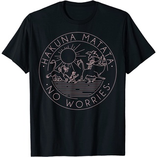 เสื้อยืด พิมพ์ลายโลโก้ Disney The Lion King Hakuna Matata No Worries Outline สําหรับผู้ชาย